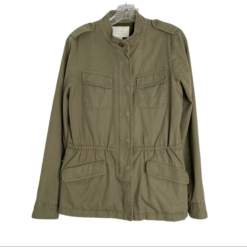 Nordstrom Hinge Olive Green Twill Utility Shirt Jacket Shacket Size Small